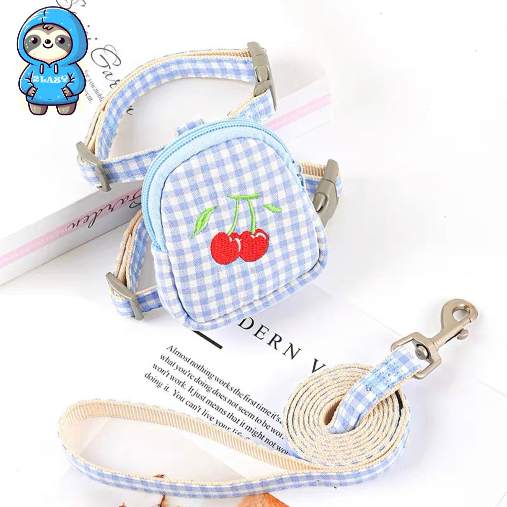 Cartoon Fruit Pattern Cat Harness With Leash Set
